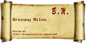 Brezsny Milos névjegykártya
